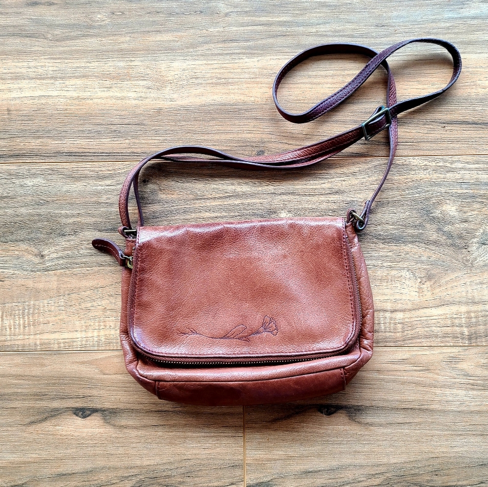 Margot New York Brandy-Colored Leather Crossbody